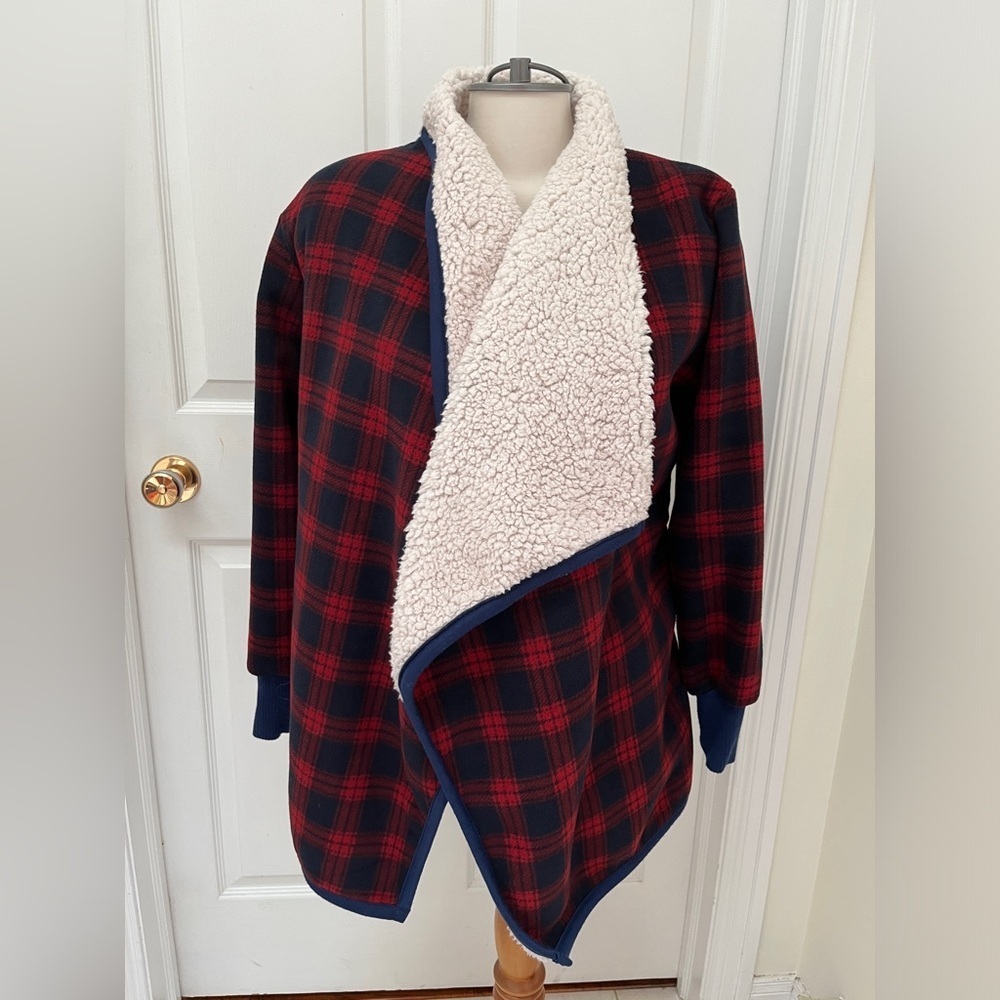 Lee Han Ton plaid sweater coat size X-Large